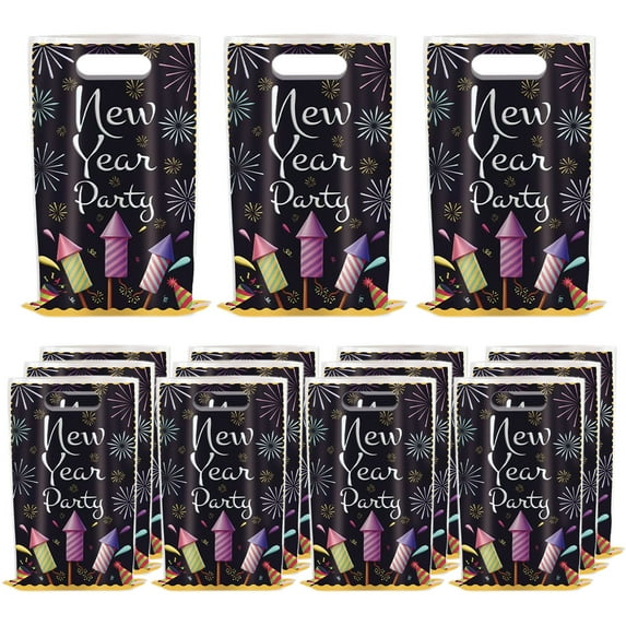 Lilixerw 20 PCS 2026 New Year Gift Bags,Party Favor Candy Bags with Festive Designs,Multi-Color Plastic Gift Wrapping Bags for Christmas Celebration,9.8x6.7 Inch