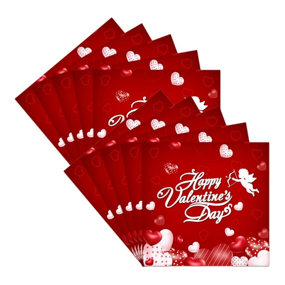 Lilixerw 20 PCS Valentine's Day Napkins with Heart-Pattern Design,Festive Paper Cocktail Napkins for Party Table Decor,6.5 x 6.5 Inch,Multicolor
