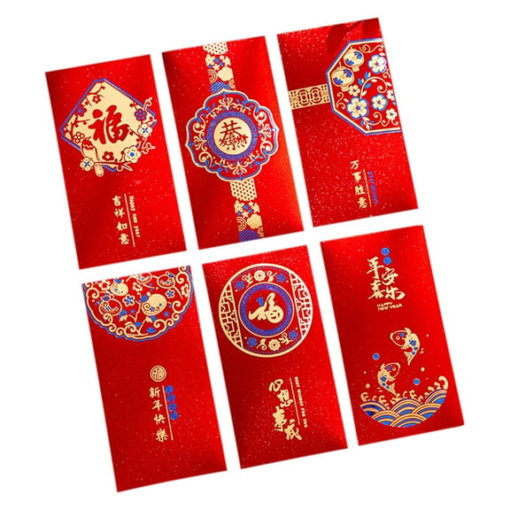 Lilixerw 2026 Year of the Horse New Year Red Envelopes,6 Unique Designs with Pretty Hollow Floral Blessings Print,For Spring Festival Wedding Birthday Gift Money,6.6x3.5 In