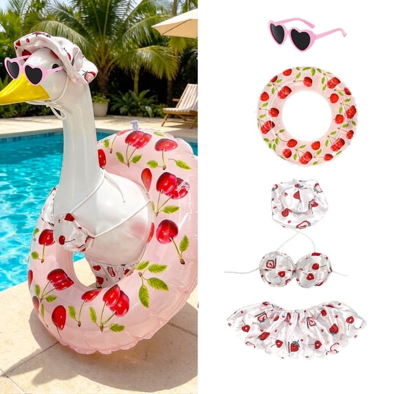 Lilixerw 23" Summer Beach Porch Goose OutFits with Sunglasses & Hat Hawaiian Theme Fashion Goose Clothes Set Cute Goose Costume for Yard Garden & Patio Outdoor Decor