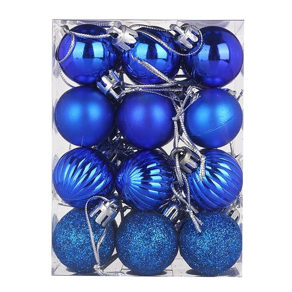 Lilixerw 24 PCS Blue Christmas Balls Ornaments,1.18 Inch Glittering Xmas Tree Balls Ornament,for Xmas Hanging Tree Decorations,Festival Party Decor