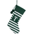 thumbnail image 1 of Lilixerw 26 Embroidered Letter Christmas Stocking,Green White Striped knitted Christmas Decorations Stocking,Xmas Tree Scene Supplies,10.6 x 16.5 x 7.9 inch,Letter T, 1 of 5