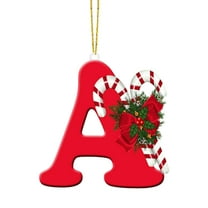 Lilixerw 26 Letter Christmas Tree Decoration,3.94 inch Personalized Christmas Letter Hanging Pendant with Candy Cane,Xmas Ornaments,Festival Supplies,A