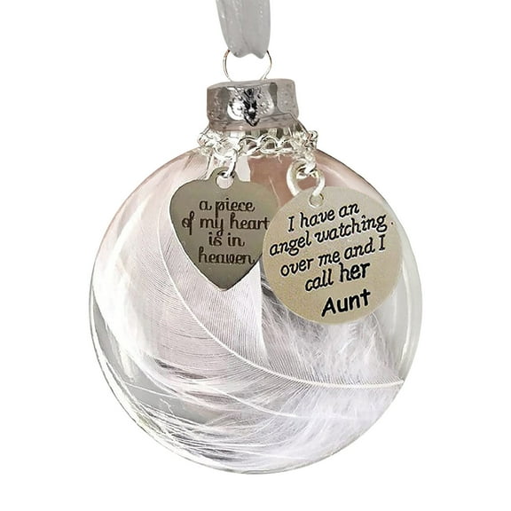 Lilixerw 3.15 inch Clear Christmas Balls Ornaments with Memorial Tag,A Piece Of My Heart Is In Heavens and I Have an Angel Watching Over me and I Call her Aunt