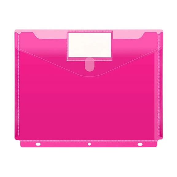 Lilixerw 3-Hole A4 Document Pouch,Multifunctional Insertable Binder Folder with Label Window for Classroom,Office,12x9 Inch,Pink