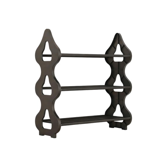 Lilixerw 3-Tier Wave Design Shoe Rack Organizer,Sturdy Plastic Shoe Shelf with Ventilated Design,Space-Saving Storage for Entryway,Bedroom,Closet,18.9x16.54x7.48 In,Black