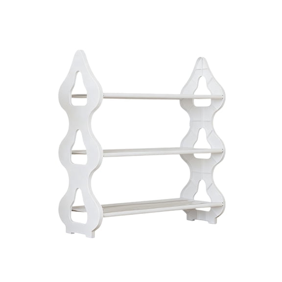 Lilixerw 3-Tier Wave Design Shoe Rack Organizer,Sturdy Plastic Shoe Shelf with Ventilated Design,Space-Saving Storage for Entryway,Bedroom,Closet,18.9x16.54x7.48 In,White