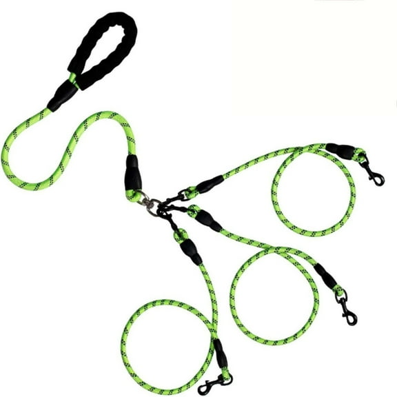 Lilixerw 3-in-1 Reflective Dog Leash,Tangle-Free Pet Lead with 360°Swivel Hooks,For Walking Hiking Running,57Inch Nylon Rope,Green