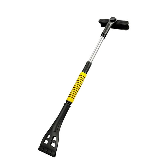 Lilixerw 3-in-1 Snow Brush and Shovel with Rotating Head,Extendable Handle for Car Windshield Windows Roof,Ice Scraper and Snow Removal Tool,Yellow,13.8 Inches