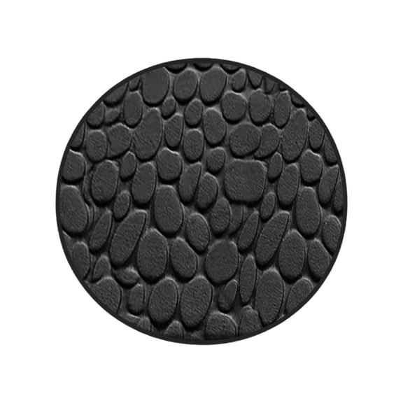 Lilixerw 31.4in Round Cobblestone Bath Mat,Memory Foam Pebble Bathroom Rug,Super Absorbent & Quick-Dry,Non-Slip Backing,Massage Floor Mat for Bathroom,Bedroom,Living Room,Washable,Black