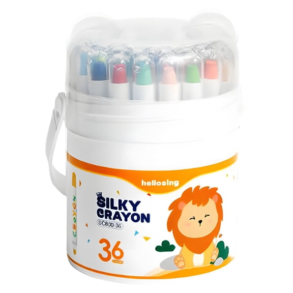 Lilixerw 36pcs Washable Crayons,Mess-Free Silk Speed-Dry Crayon Oil Pastels,Non-Toxic Twistable Colors in Portable Tin with Shoulder Strap,Gift for Ages 1-3,Travel Art Crayons Set
