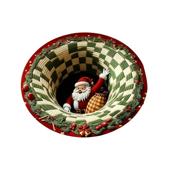 Lilixerw 3D Christmas Doormat,24 inch Round Stereoscopic Rug for Entryway,Living Room,Bedroom Holiday Decor,Non-Slip Absorbent Xmas Floor Mat