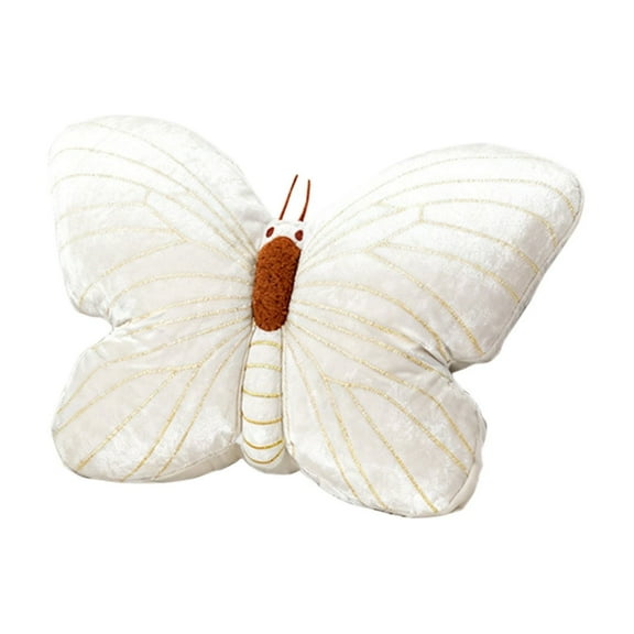Lilixerw 3D Cozy Butterfly Throw Pillow for Christmas Valentine's Day,White Decorative Cushion for Sofa Bed,Pretty Couple Butterfly Pillow,Washable,12.9x9.4 Inch