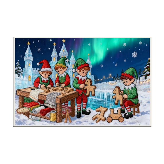 Lilixerw 3D Embroidery Christmas Theme Scene Doormat,23.6x15.7 Inch Non-Slip Floor Xmas Mat,Absorbent Entryway Rug for Kitchen Bathroom Door,Holiday Party Decor