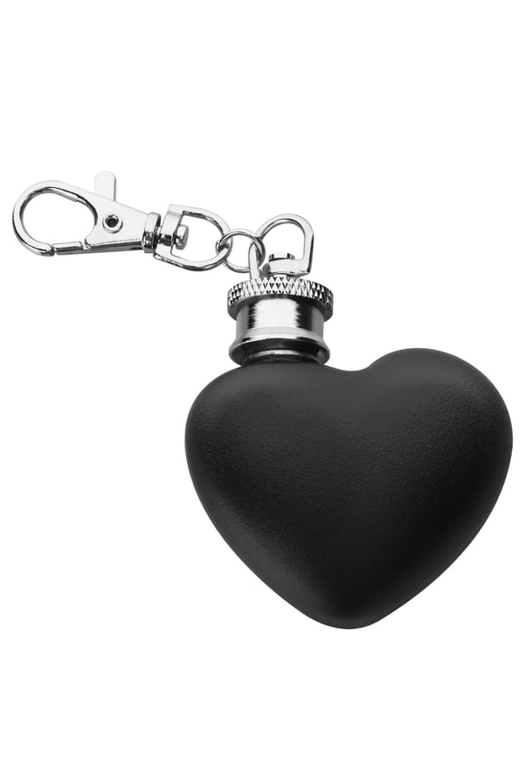 w 4.56In Valentines Day Heart-Shaped Keychain for Whiskey Bottle,1oz/30ml Stainless Steel Hanging Decoration,Valentine‘s Day Gift for Him & Her,Food Grade Portable Mini Vine Bottle,Black