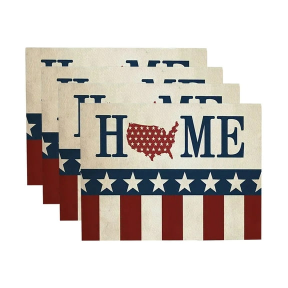 Lilixerw 4 PCS Memorial Day Placemats,Patriotic Freedom Stars Place Mats 4th of July Plastic Table Mats American Flag Holiday Washable Table Placemats for Party Dining