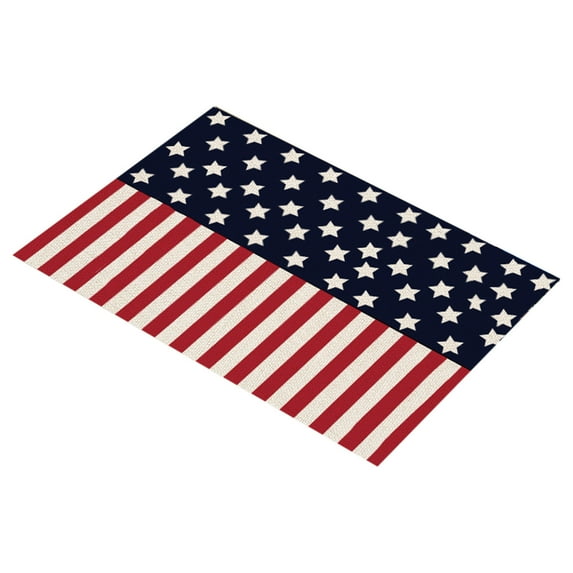 Lilixerw 4 PCS Memorial Day Placemats,Patriotic Freedom Stars Place Mats 4th of July Plastic Table Mats American Flag Holiday Washable Table Placemats for Party Dining