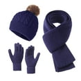 thumbnail image 1 of Lilixerw 4-Piece Knitted Winter Accessories Set,Navy Velvet 1 Hat 1 Scarf 2 Gloves for Women Men,Soft Warm Outdoor Skiing Hiking Cold Weather Supplies, 1 of 6