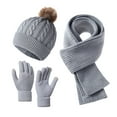 thumbnail image 1 of Lilixerw 4-Piece Knitted Winter Accessories Set,Silver Velvet 1 Hat 1 Scarf 2 Gloves for Women Men,Soft Warm Outdoor Skiing Hiking Cold Weather Supplies, 1 of 6