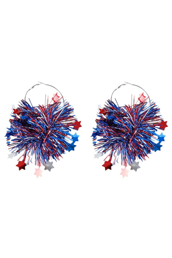 Lilixerw 4th of July Earrings Accessories Independence Day Patriotic Earrings Red White and Blue USA Star Flag Drop Earring for Women