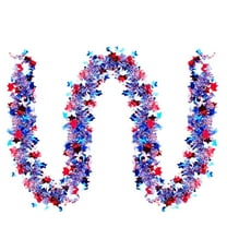 Lilixerw 4th of July Patriotic Garland Red White Blue Shiny Metal Garland Hanging Decorations for Independence Day Memorial Day Party Decoration