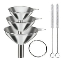 Lilixerw 5 PCS Kitchen Funnels,Stainless Steel Small Kitchen Funnel Set,Food Grade Metal Funnel With Cleaning Brush For Filling Bottles