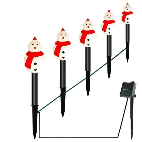 Lilixerw 5 PCS Solar Snowman LED Christmas Stake Lights,Festival Outdoor Patio Lawn Ground Lighting,Xmas Yard Decor,13.77In,White