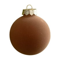 Lilixerw 6 PCS 3.15 inch Velvet Christmas Balls,Flocked Xmas Tree Ball Ornaments,Plastic Xmas Decorative Party Hanging Ornaments,Beige