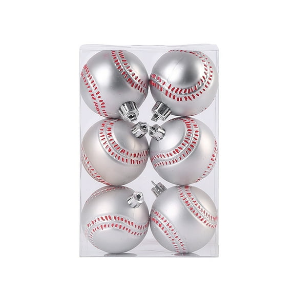 Lilixerw 6 PCS Baseball Xmas Ball Ornaments,2.36 inch Sports Theme Xmas Tree Decor,Christmas Tree Decoration Supplies