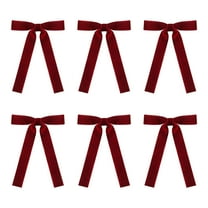 Lilixerw 6 PCS Christmas Velvet Christmas Bow,Plush Xmas Tree & Wreath Decorations,Festive Bow for Xmas Tree Gift Topper and Holiday Home Decor,Wine