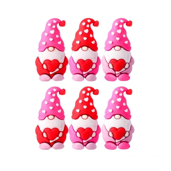 Lilixerw 6 PCS Valentine's Day Mini Cute Gnome Figurines Set,Romantic Gnomes Decor,Hand-Crafted Couple Gift for Tabletop,Desk,Party Favors,Durable & Flexible,1.38x0.71 Inch,Multicolor