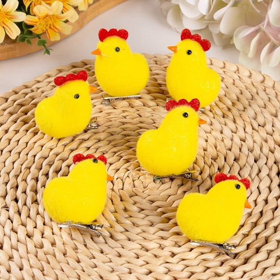 Lilixerw 6-Pack Flocked Foam Chicks,Easter Chicks with Clips,Soft Easter Basket & Egg Hunt Decor,Clip-On Spring Party Decorations for Wreath,Table,Home,Easter & Spring Decor