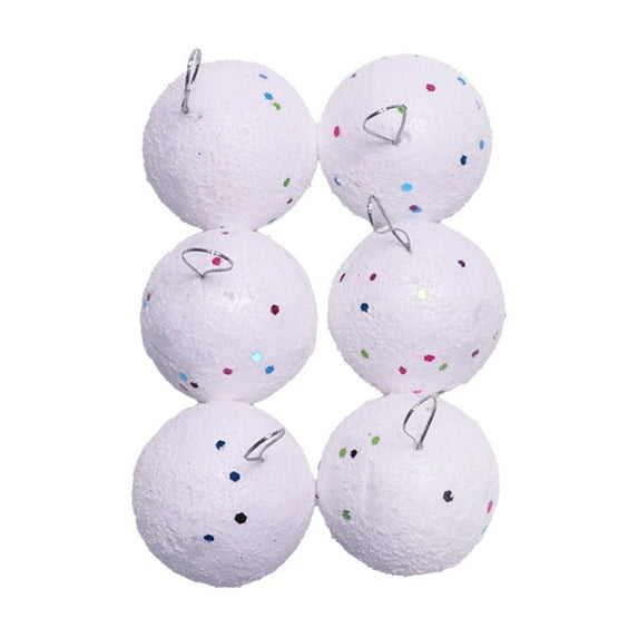 Lilixerw 6-Pack Frosted Snowball Ornaments,1.18Inch White Foam Christmas Ball Decor Set for Xmas Tree Winter Wonderland,Home Party Hanging Decor