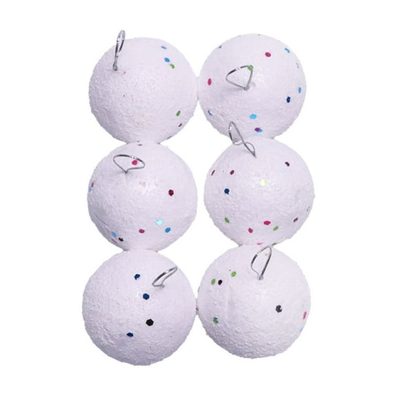 Lilixerw 6-Pack Frosted Snowball Ornaments,2.36Inch White Foam Christmas Ball Decor Set for Xmas Tree Winter Wonderland,Home Party Hanging Decor