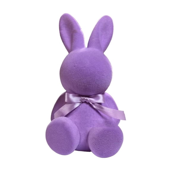 Lilixerw 7.09in Easter Flocked Bunny Decoration,Flocked Plastic Easter Rabbit Ornament for Spring Home Decor,Table Centerpiece,Wreath,Mantel,Wedding,Purple
