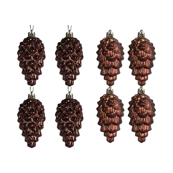 Lilixerw 8 PCS Glitter Christmas Tree Pinecone Shape Ornaments,3.5 Inch Hanging Pine Cone Ornaments,Xmas Tree Decor,Party Supplies,Coffee