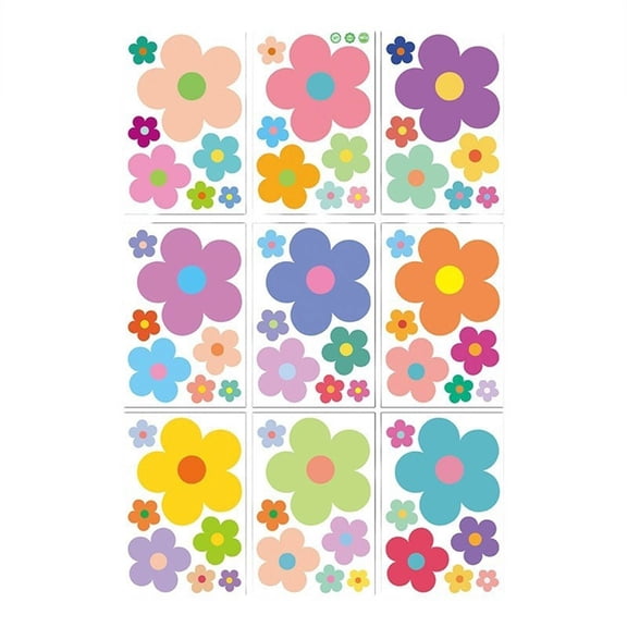Lilixerw 9 PCS Colorful Flower Wall Stickers,Removable PVC Decals for Bedroom & Classroom,Spring Playroom Decor,Waterproof Easy to Apply,11.81x7.87In,Multicolor