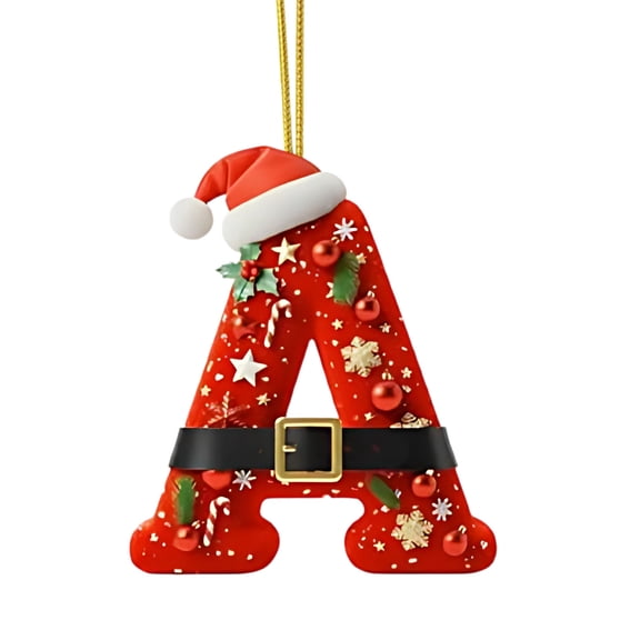 Lilixerw Acrylic Christmas 26 Letter Ornaments Set,3.1 inch DIY Personalized Xmas Tree Decorations with Xmas Theme Pattern,Festive Pendants for Fireplace Wall Home Decor,Letter A