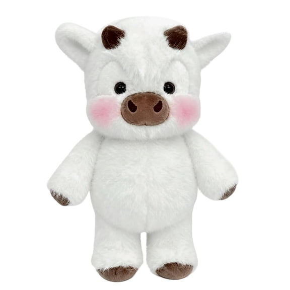 Lilixerw Adorable White Highlands Cattle Plush Doll,Soft Stuffed Highland Cow Toy,Emotional Support Cuddly Animal for Home Decor,Bedroom,Shelf,Spring Gifts,17.7 inch