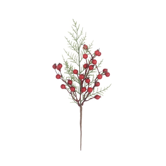 Lilixerw Artificial Christmas Floral Picks,Fake Pine Picks with Red Berries,Flexible Plastic Pine Needle Branch for DIY Xmas Tree,Xmas Wreath,Tabletop Decor
