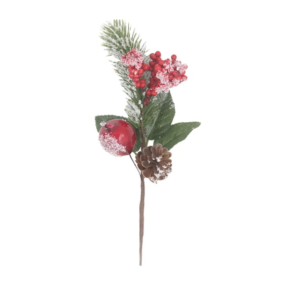 Lilixerw Artificial Christmas Floral Picks,Fake Pine Picks with Red Berries,Flexible Plastic Pine Needle Branch for DIY Xmas Tree,Xmas Wreath,Tabletop Decor