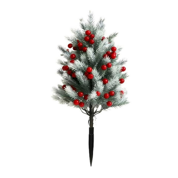 Lilixerw Artificial Christmas Tree with Red Berries,22.44 Inch Flocked Potted Pine for Indoor Outdoor Xmas Decor,Spring Festival Decorations,White
