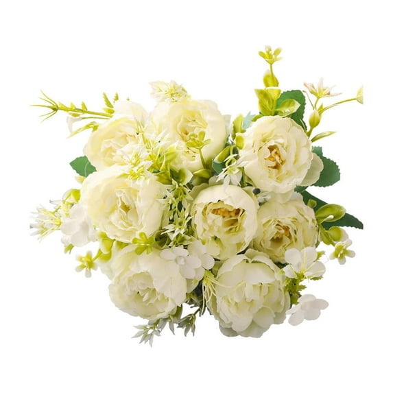 Lilixerw Artificial Peony Flower,Silk Peonies Handheld Bouquet for Wedding Home Decoration,Table Centerpieces,Party Supplies,White