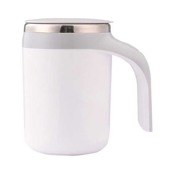 Lilixerw Automatic Stirring Coffee Cup,Self-Stirring Mug with Magnetic Stirrer,One-Touch Operation,Stainless Steel for Hot/Cold Drinks,Leak-Proof Lid,Perfect for Office & Travel,Silver