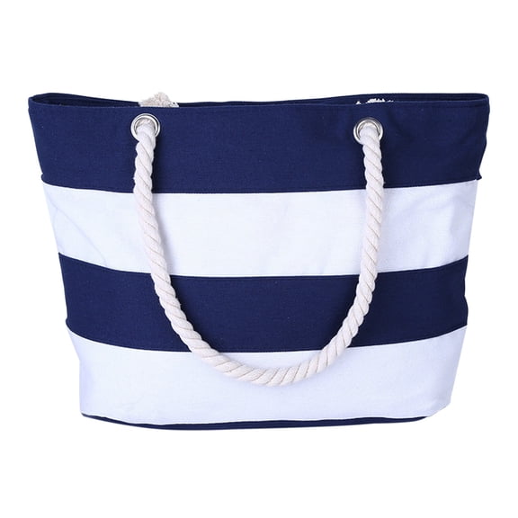 Lilixerw Beach Tote Bag for Women,Summer Striped Handbag Waterproof Sandproof Shoulder Bag,Navy