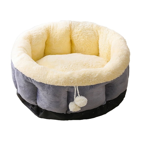 Lilixerw Calming Round Pet Bed for Dogs and Cats,Plush Fake Fur Round Cuddle Bed,Soft Washable Comfort for Small Medium Large Pets,15.74 Inches,Gray
