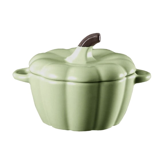 Lilixerw Ceramic Pumpkin Bowl with Lid,Handmade Oven-Safe Baking & Steaming Pot,Multipurpose Serving Pot for Kitchen Dining Decor