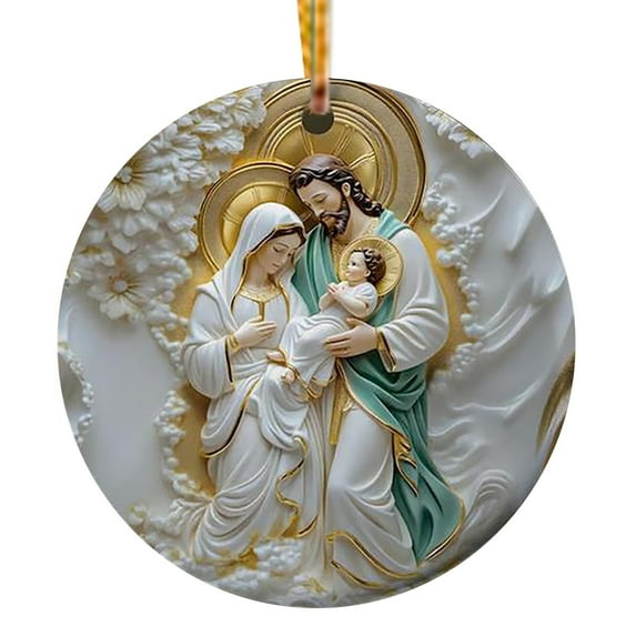 Lilixerw Christmas 3D Nativity Ornament,3.14Inch Acrylic Birth of Jesus Pendant for Xmas Tree,Christian Blessing Decor,Festival Party Supplies