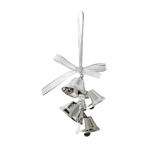 Lilixerw Christmas Bow with Bell Ornament,Silver Christmas Hanging Pendant for Car Rearview Mirror,Xmas Tree,Home Gift Decor,7.87Inch Holiday Decoration