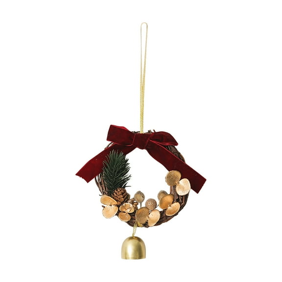 Lilixerw Christmas Bow Pinecone Bell Ornament,Fake Pine Cone with Ribbon & Metal Bell for Christmas Tree,Wreath,Festival Gifts Decor,4.3 x 10.2 inch
